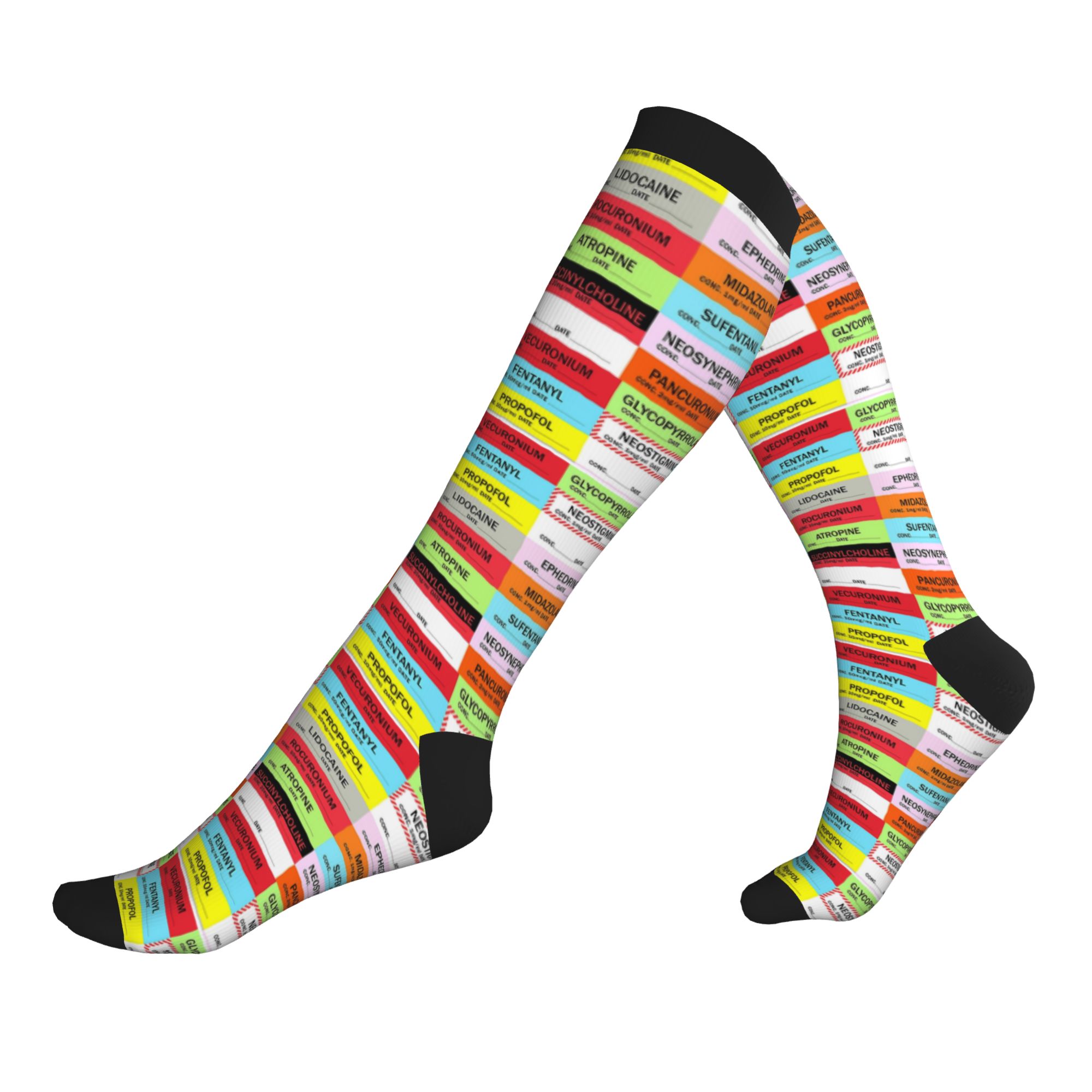 Compression Sock Medical - Kaus Kaki Label Obat Anestesi Bermotif