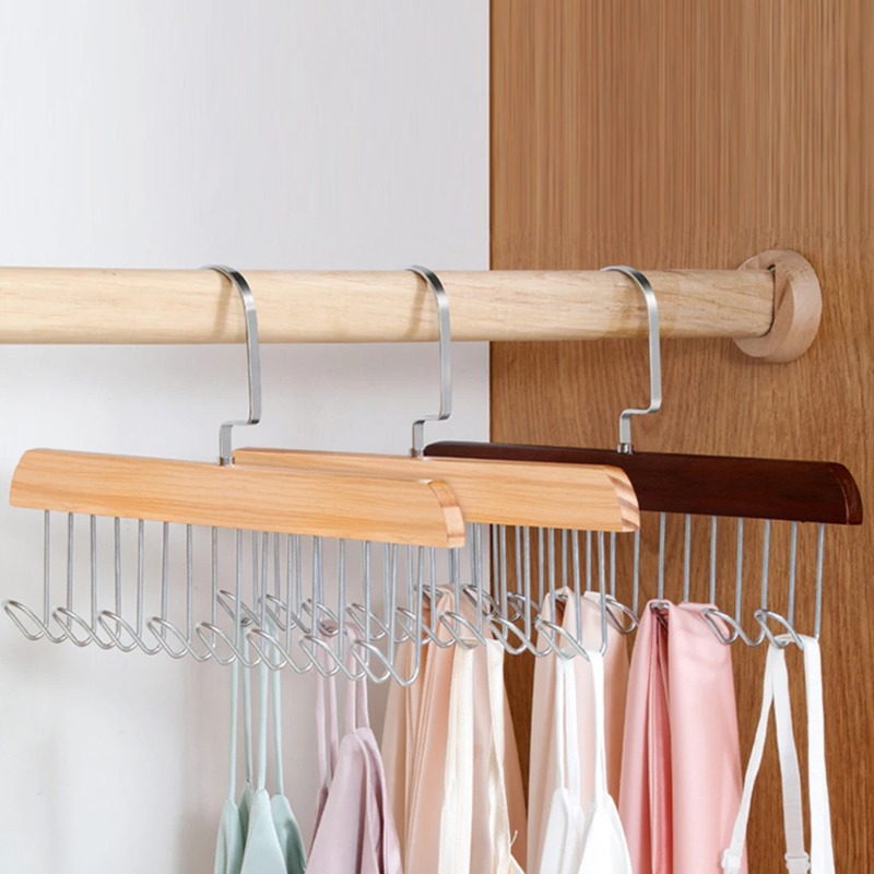 Sock Organizer Tray - Gantungan Delapan Kait Kayu Solid Pakaian