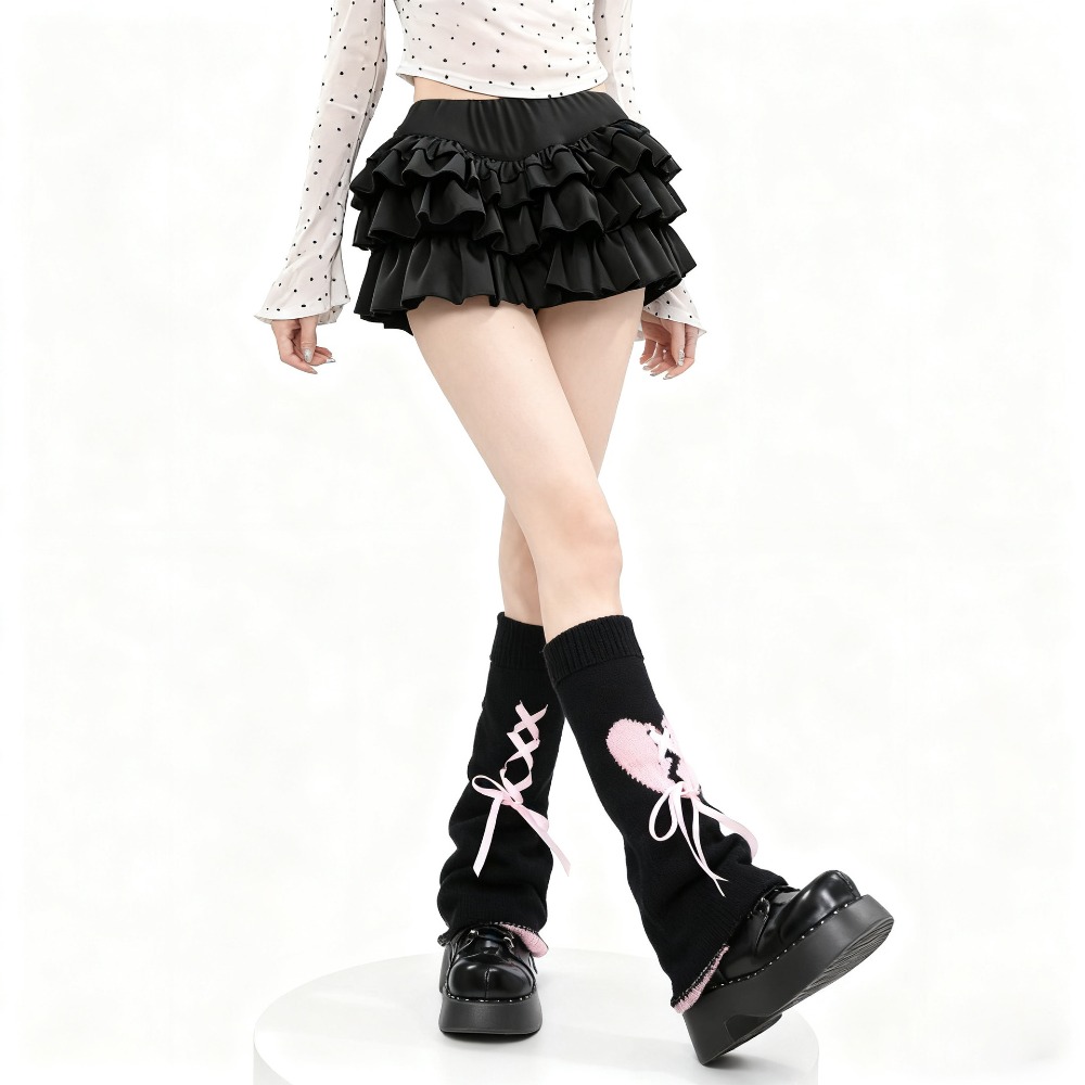 Y2K Heart Tie Flared Slouchy L - Boot Sock Slouchy ulasan dan harga