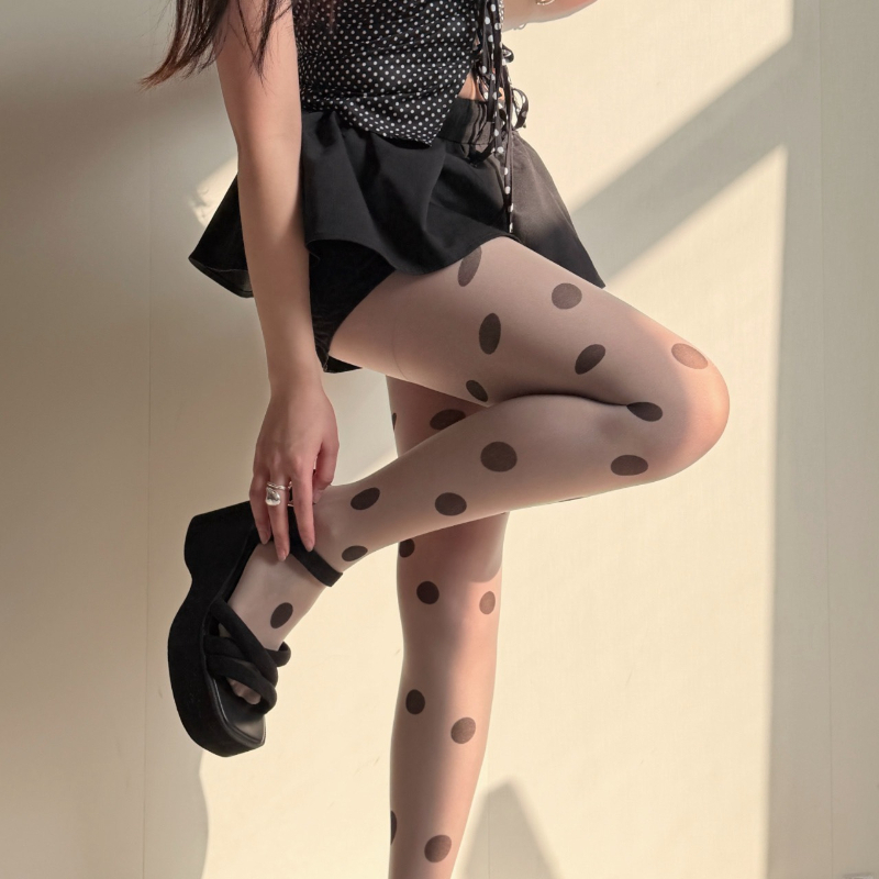 Stoking Transparan Motif Polka - Tights Pantyhose Sheer ulasan dan harga